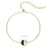 Pozlátený strieborný náramok retiazka s okrúhlym čiernoperleťovým príveskom 13026.1