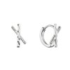 Strieborné náušnice "X" so zirkónmi v bielej farbe 11447.1