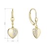 Pozlátené strieborné náušnice visiace srdce so zirkónmi biele 11472.1