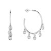 Strieborné náušnice kruhy so zavesenými zirkónmi biele 11482.1