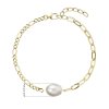 Pozlátený strieborný náramok retiazka s očkami a jednou oválnou perlou 23026.1