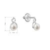 Zlaté 14 karátové náušnice biele zlato s riečnou perlou a briliantmi 81PB00042