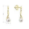 Zlaté 14 karátové náušnice visiace s riečnou perlou a briliantmi 91PB00055