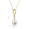 Zlatý 14 karátový náhrdelník s bielou riečnou perlou a briliantom 92PB00034