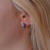 Strieborné náušnice s pravými minerálnymi kameňmi 11493.3 dark sapphire