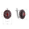 Strieborné náušnice bohato osadené červenými pravými kameňmi 11497.3 garnet