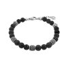 Pánsky oceľový náramok s ónyxovými guličkami Amorino KM207131056A40