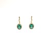 Visiace náušnice zo žltého 14K zlata so zeleným a čírymi zirkónmi 2,60g
