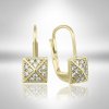 Visiace 14k zlaté náušnice, pyramídy so zirkónmi 1,45g