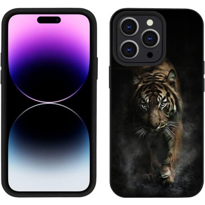 iPhone 14 Pro zadné púzdro čierne s potlačou tiger
