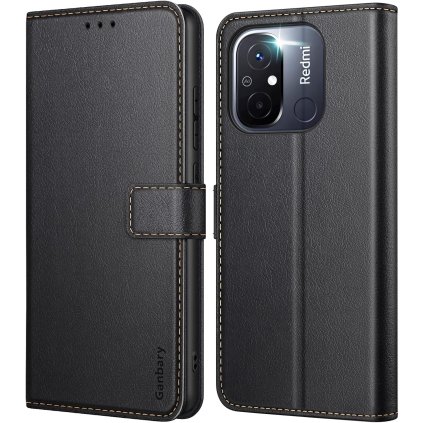 Xiaomi Redmi 10C kožené prešívané púzdro Ganbary čierne PREsmartfon.sk