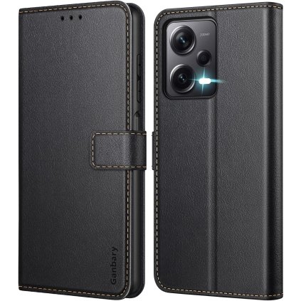 Xiaomi Redmi Note 12 Pro+ 5G kožené prešívané púzdro Ganbary čierne PREsmartfon.sk