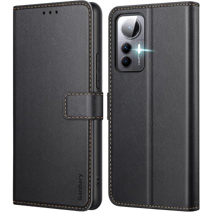 Xiaomi Redmi 12 Lite kožené prešívané púzdro Ganbary čierne PREsmartfon.sk