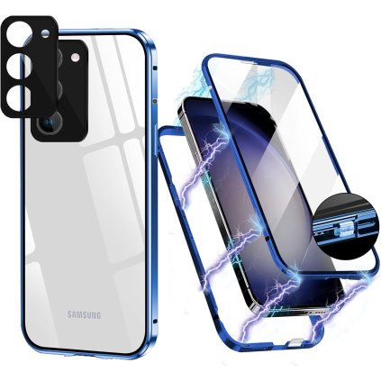 Samsung Galaxy S23 Plus magnetické púzdro 360° celotelové s kovovým rámom modré PREsmartfon.sk