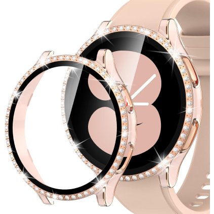 Samsung Galaxy Watch 5 / 4 40mm ochranná krytka so sklom ružová s kamienkami PREsmartfon.sk