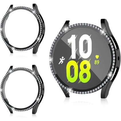 Samsung Galaxy Watch 5 / 4 44mm ochranná krytka so sklom čierna s kamienkami 2ks v balení PREsmartfon.sk