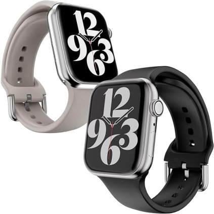 Apple Watch 38mm / 39mm / 40mm / 41mm silikónové remienky 2ks čierny a sivý PREsmartfon.sk