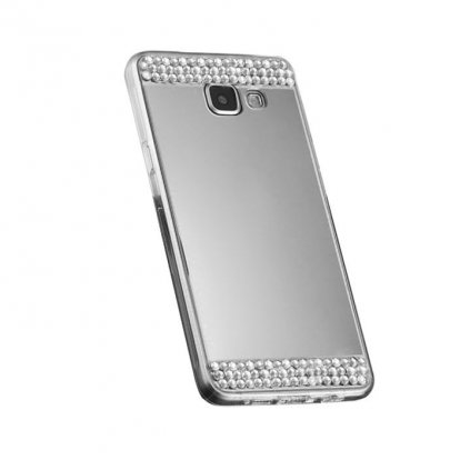 Samsung S7 edge silikonovy zrkadlovy kamienky kryt strieborny 1