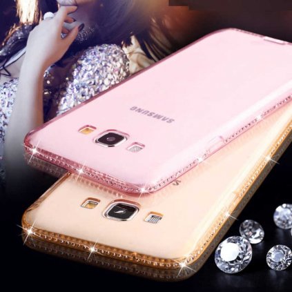Samsung Galaxy S8 silikónové púzdro s kryštálmi zlaté