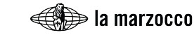 Logo kávovarov La-Marzocco, čierne písmo na bielom podklade