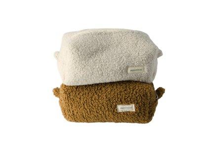 kosmetická taštička Prestitch teddy chlupatá béžová hnědá