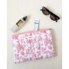 Plochá kosmetická taška | Floral (růžová)