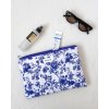 Plochá kosmetická taška | Floral (modrá)