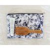 Plochá kosmetická taška | Floral (temně modrá)