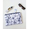 Plochá kosmetická taška | Floral (temně modrá)