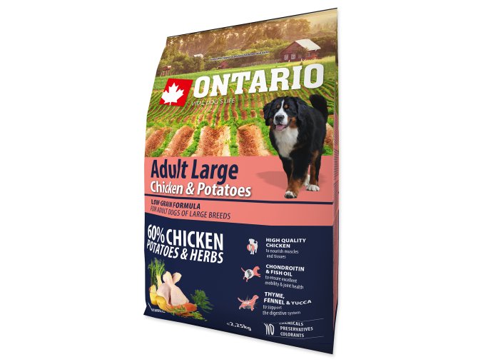 23336 ontario dog adult large chicken potatoes herbs 2 25kg