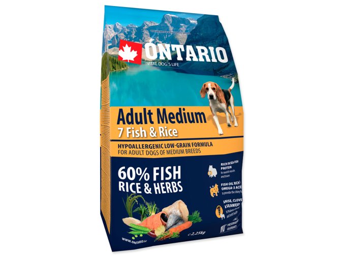 1302 ontario dog adult medium fish rice 2 25kg