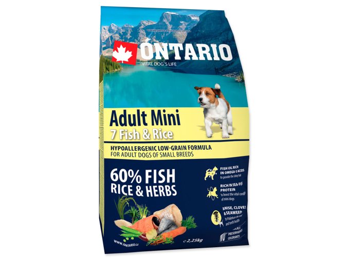 23372 ontario dog adult mini fish rice 2 25kg