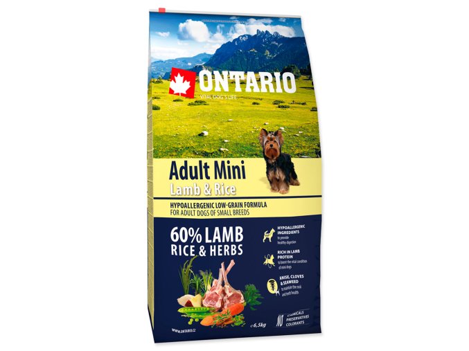 23384 ontario dog adult mini lamb rice 6 5kg