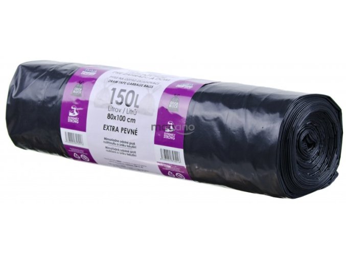 15511 vrece 150l 80x100cm extra pevne 10ks zatahovacie cierne pre zahradu a dom