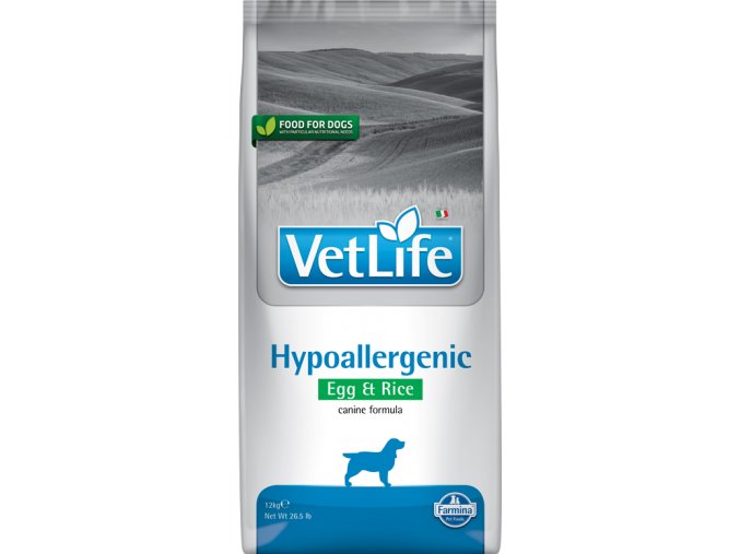 Farmina Vet Life canine 12kg HYPOALLERGENIC Egg & Rice [3D Front]@web
