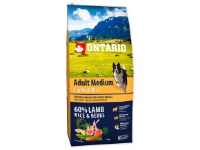 1299 ontario dog adult medium lamb rice 12kg