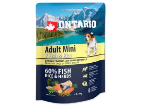 23369 ontario dog adult mini fish rice 0 75kg