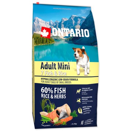 ONTARIO Dog Adult Mini Fish & Rice 6,5kg LP