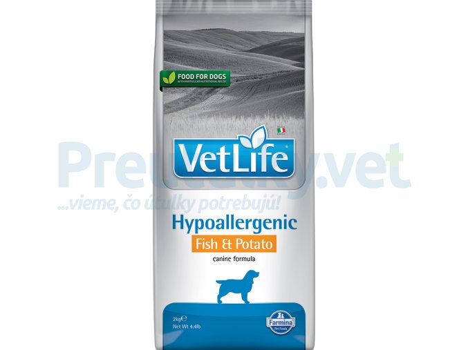 Farmina Vet Life canine 2kg HYPOALLERGENIC FISH & POTATAO [3D Front]@web