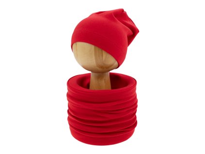 komplet czapka komin dzieciecy czerwony 80 146