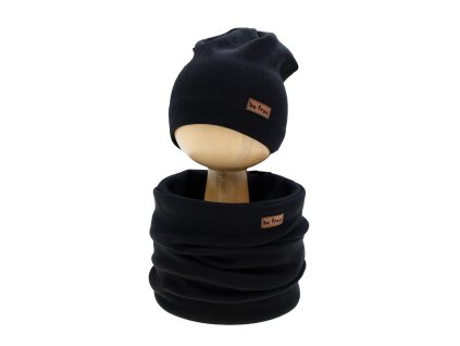 komplet czapka komin czarny 80 146