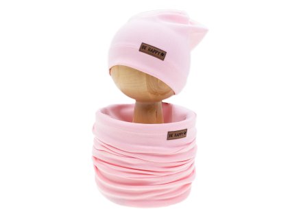 komplet czapka komin rozowy 80 146