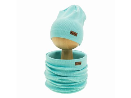 komplet czapka komin turkusowy 80 146