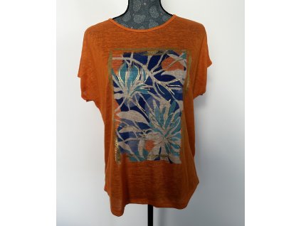 Oranžové tričko s tropickým potiskem – Christian Berg