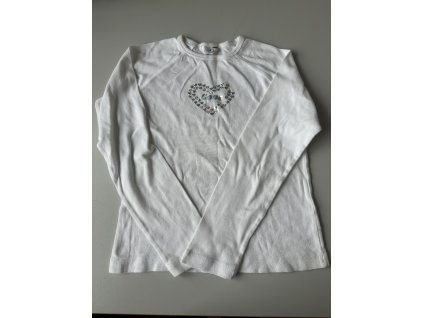 Dětské bílé tričko srdíčko s flitry – 10–11 let