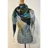 Velká trojúhelníková šála v modro-zelených tónech