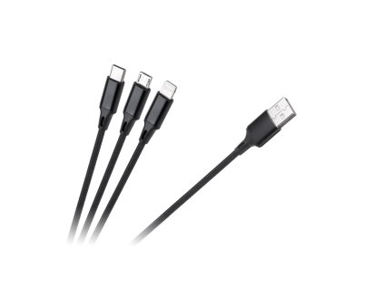 REBEL USB kábel / redukcia, USB konektor - USB micro + C + Lightning konektor 1m