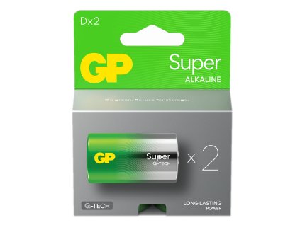 gp bateria super alkaline g tech d lr20 2ks