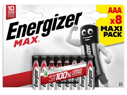 bateria energizer alkaline max aaa lr03 8ks