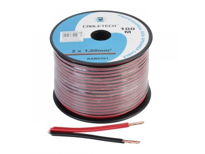 CABLETECH dvojlinka 2 x 1mm², čierno-červená, 100m, Cu + Al